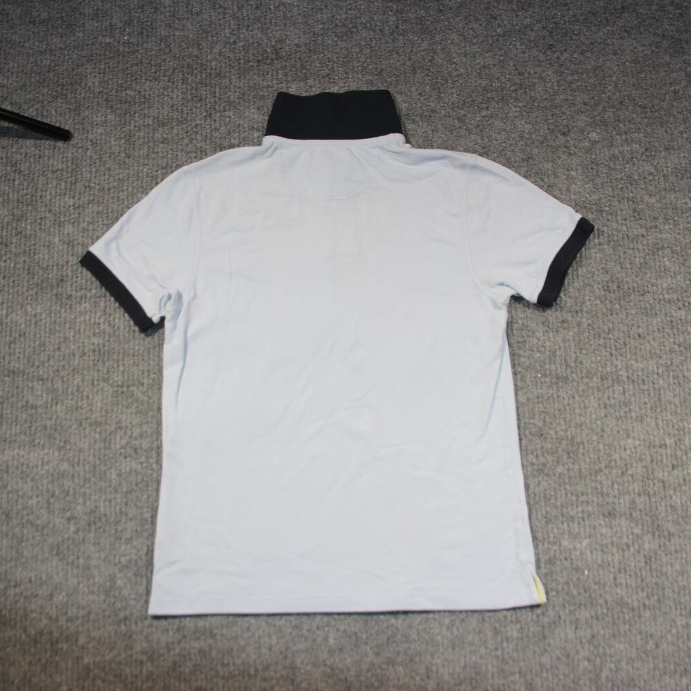 Barbour Polo Shirt Mens Medium Light Blue Gold Outdoor Preppy Logo 100% Cotton - Picture 4 of 6